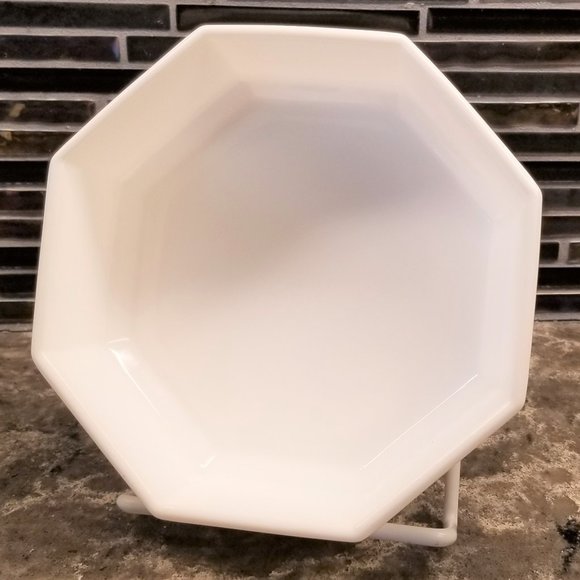 ARCOROC FRANCE MILK GLASS 1980s SET OF (4) WHITE OCTAGON SOUP SALAD BOWL BOWLS - Picture 5 of 12